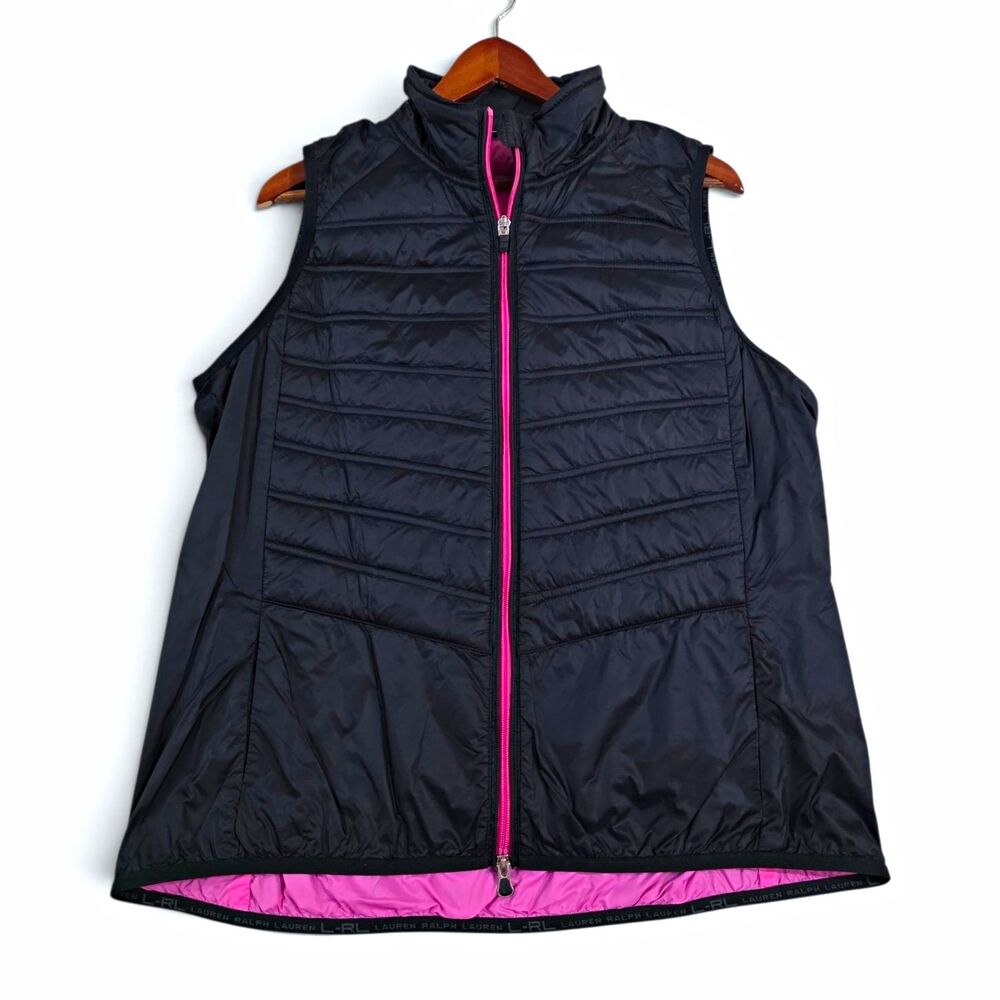 Lauren Ralph Lauren Black Pink Quilted Packable Puffer Vest Women's XL